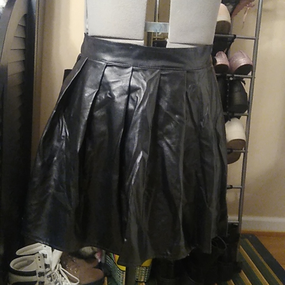 Pleather Pleated Skirt